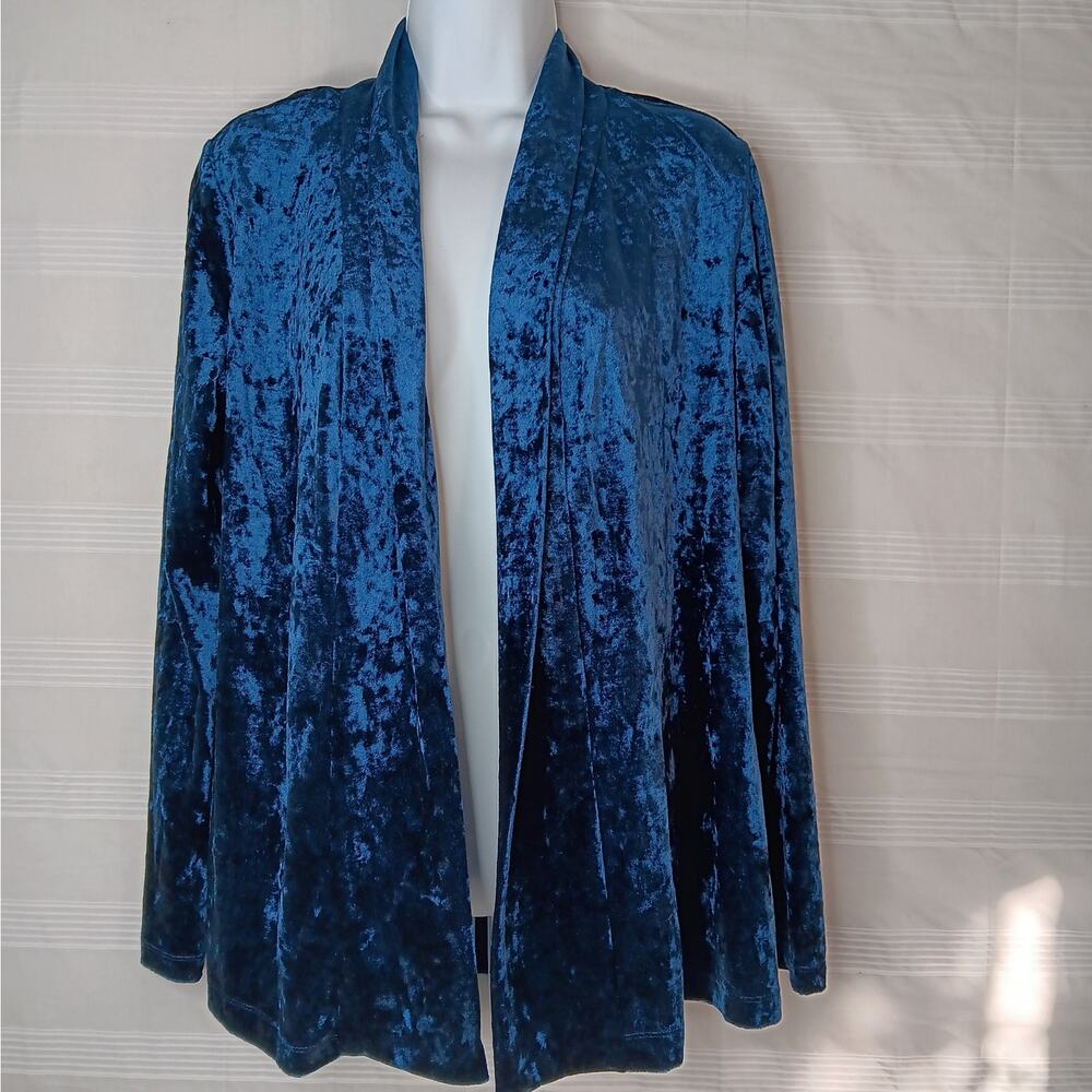 Blue Velvet Open-Front Women's Blazer Jacket